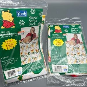 NOS Cleo Super Santa Sack Winnie the Pooh Christmas VTG 1999 Gift Bags Lot Of 2